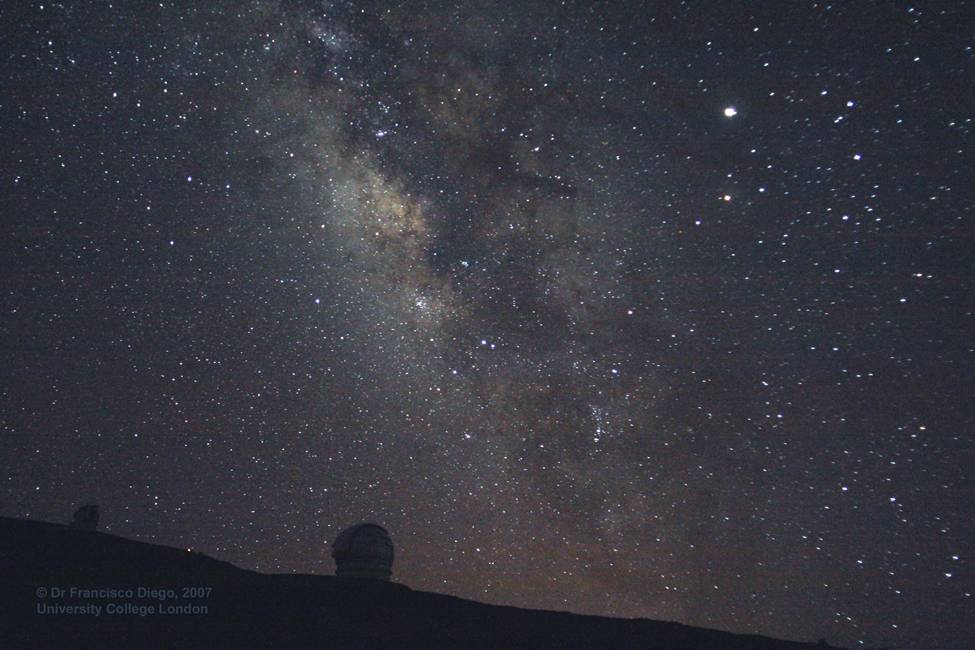Milky Way from La Palma 8/2007  Dr Francisco Diego UCL
